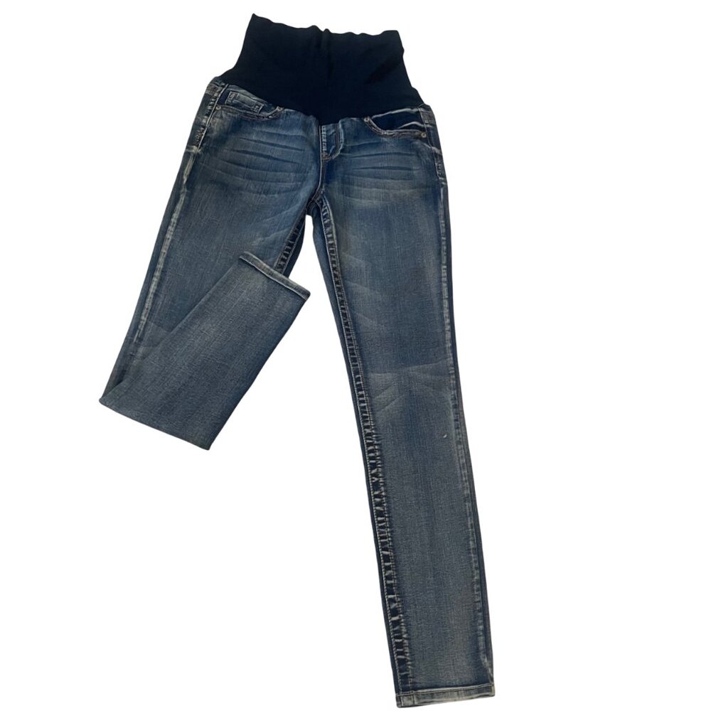 Thread Market Maternity Belly Panel Mid Wash Skinny Pregnancy Blue Denim Jeans M